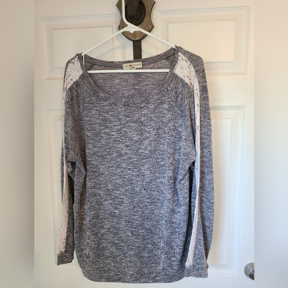 (1091) Love Change Italy Woman's Long Sleeve Blouse,  Size: XL Color: Grey